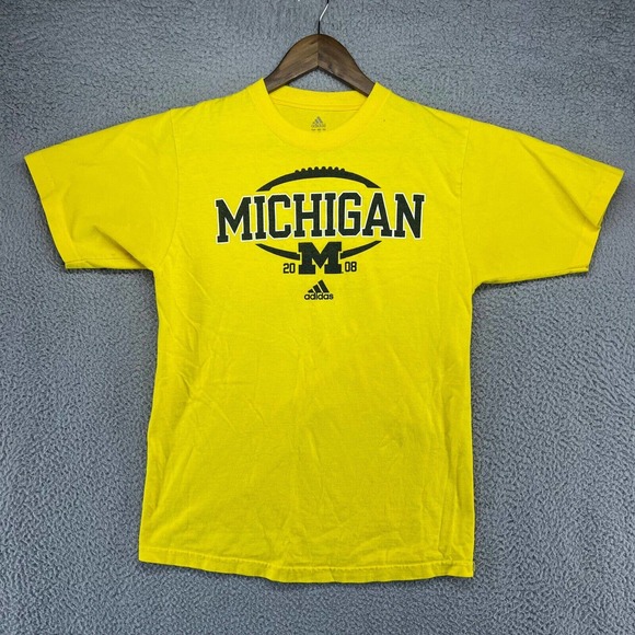 Adidas Michigan Wolverines Shirt Men's Small Yellow Football Double Sided 2008 - Picture 1 of 9